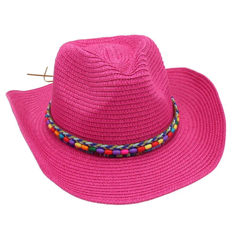 Colorful Beaded Beach Hat Ethnic Style Cowboy Straw Hat Panama Sun Protection Sun Hat Spring Summer Spanish Jazz Hat