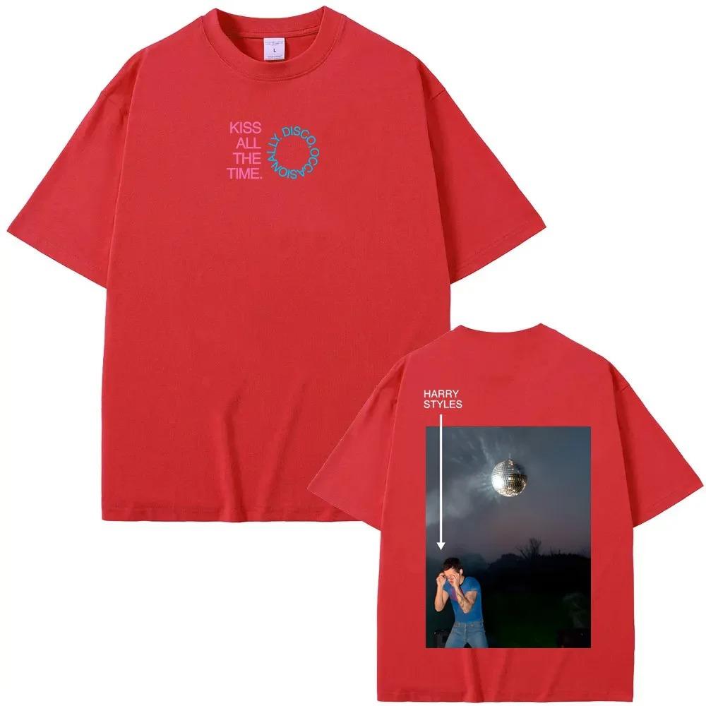 HarryStyles New Album Kiss All The Time Poster Tshirt Men Women Oneck Cotton Summer New Tee Harajuku Loose Casual Oversize Tee