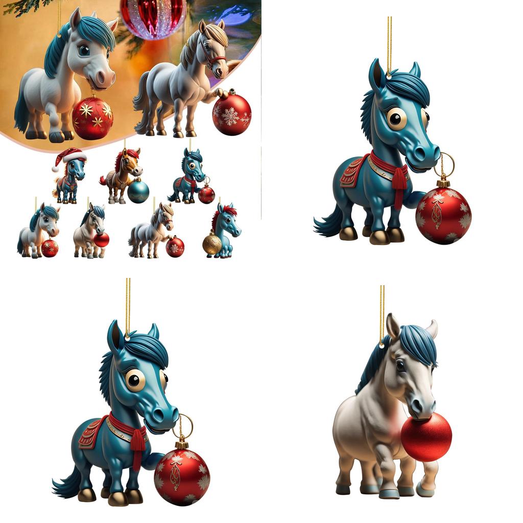 Adorable Acrylic Horse Christmas Tree Decoration For Natal Family Festivities