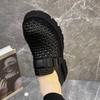 Big Head Derby Shoes Men's High-end Sense Commuting Thick Sole Hand-woven One Pedal Hollow Breathable Casual Heightening Tide Shoes