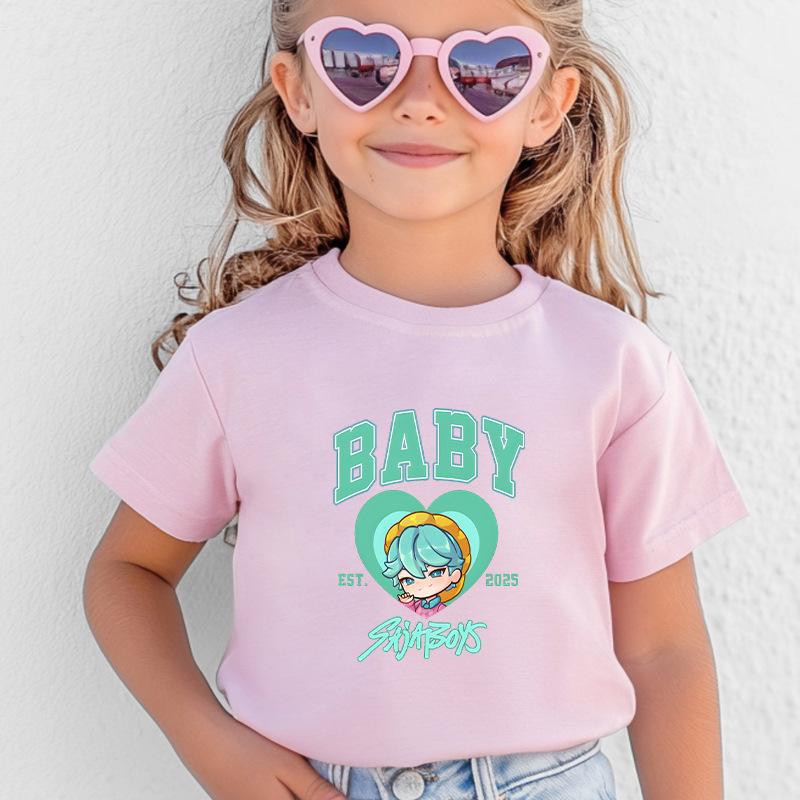 T-Shirts Girls Children's Women's Comfortable Cartoon Printed T-shirt Pure Cotton Short Sleeves Soft