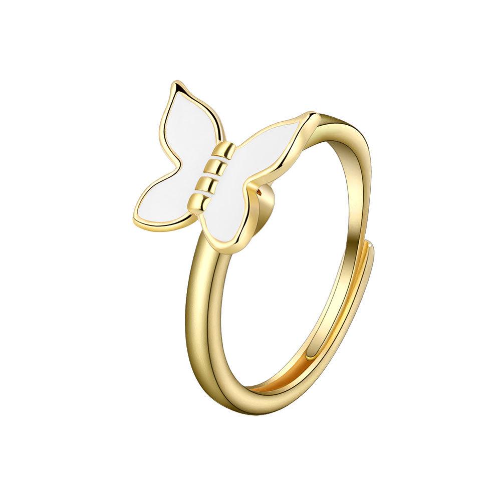 SMJEL Fidget Spinner Anello Ansia per Le Donne Multiplo Fiore di Cristallo Occhio Farfalla Anello Animale Ruota Anti-Stress Matrimonio Jewerly