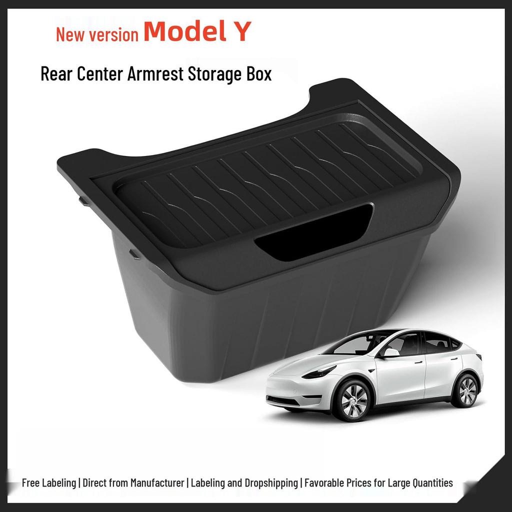 Suitable for Tesla Model Y Armrest Box Rear Storage Organizer and Car Trash Bin