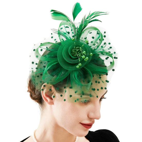 Party Kopfbedeckung Chic Metall Clip Kopfschmuck Fascinator Hut Mesh Blume Feder Dekor Party Kopfbedeckung Retro Fascinator Hut Mode-Accessoires