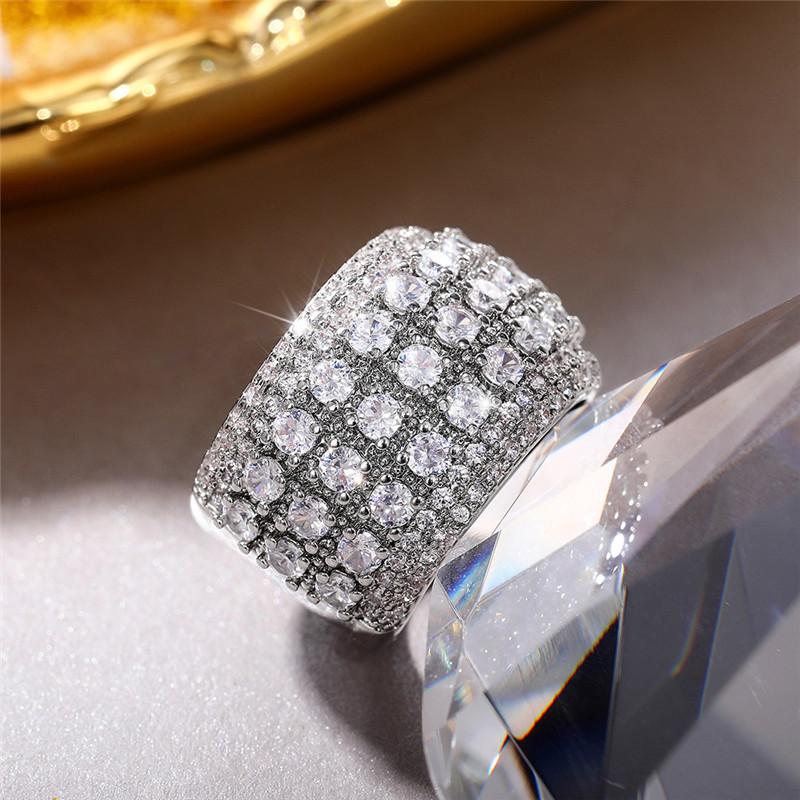 CopperWedding Bands Rings for Women Full Brilliant Cubic Zirconia Bling Bling Female Accessories Party Trendy Jewelry