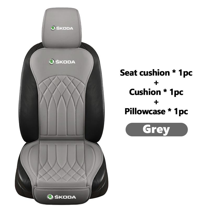 Rjhwp8 For Skoda Leather Car Seat Cushion Breathable Headrest Seat Protect Mat Accessories S Kodiaq Octavia 2 3 Yeti Karoq Rapid Fabia