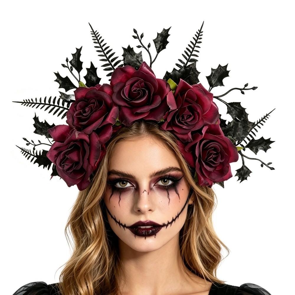 Elegant Style Halloween Rose Headband Vintage Crown Hair Hoop Role Play Event