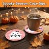 Halloween Wooden Coasters Coasters, Decorative Drink Heat Resistant Table Mats Home Accents for Coffee Mugs, Waterproof Party Kitchen