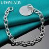 925 Sterling Silver Smooth Round Brand Pendant Bracelet For Women Wedding Party Fashion Jewelry