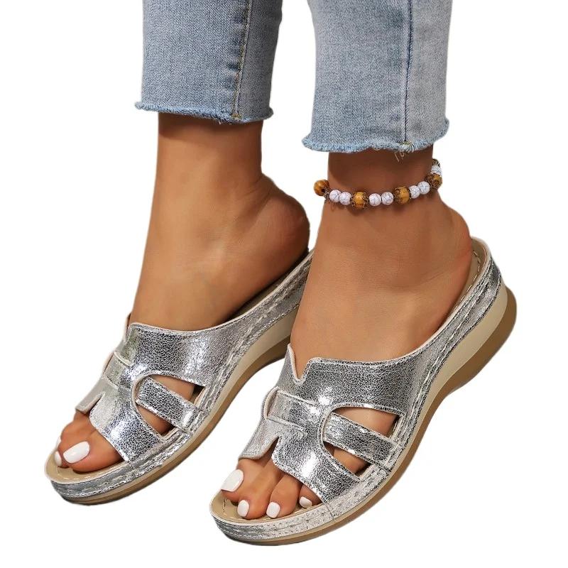 Casual Slippers Women 2025 Hot Sale Shoes Female Open Toe Women's Slippers Plus Size Outdoor Round Toe Wedges Women's Sandals