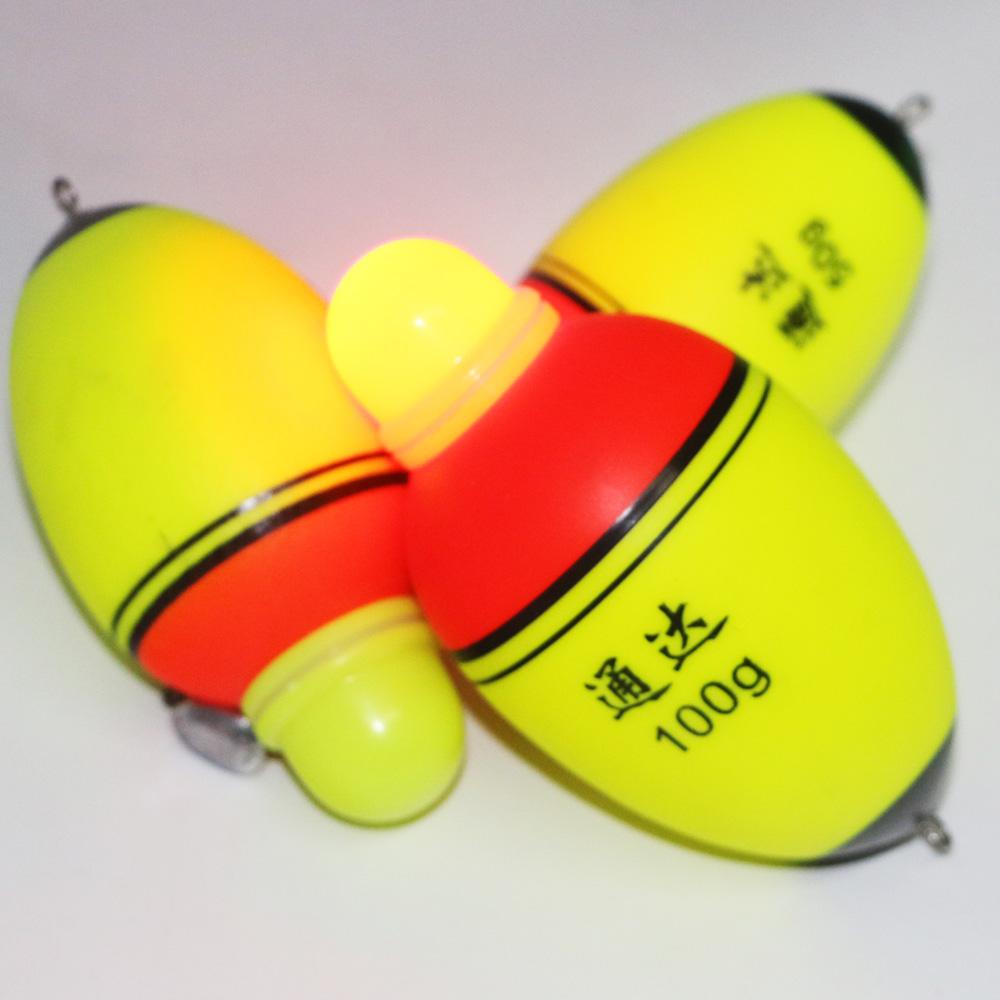 2Pcs 20g-100g Floating Electronic Double Light Luminous Led Fishing Float Stick Bobber Glowing Night Floats Tackles Accessories