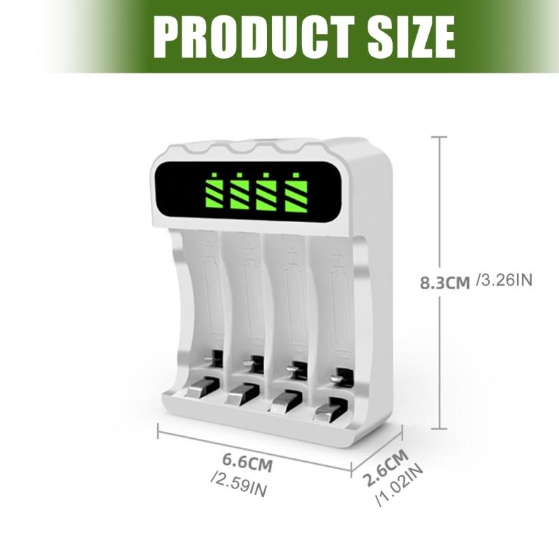 4-Slot NiMH Battery Charging Base USB Type C Input LCD Display for 2A 3A Batteries Charging 1800mA 2A 900mA 3A DC5V