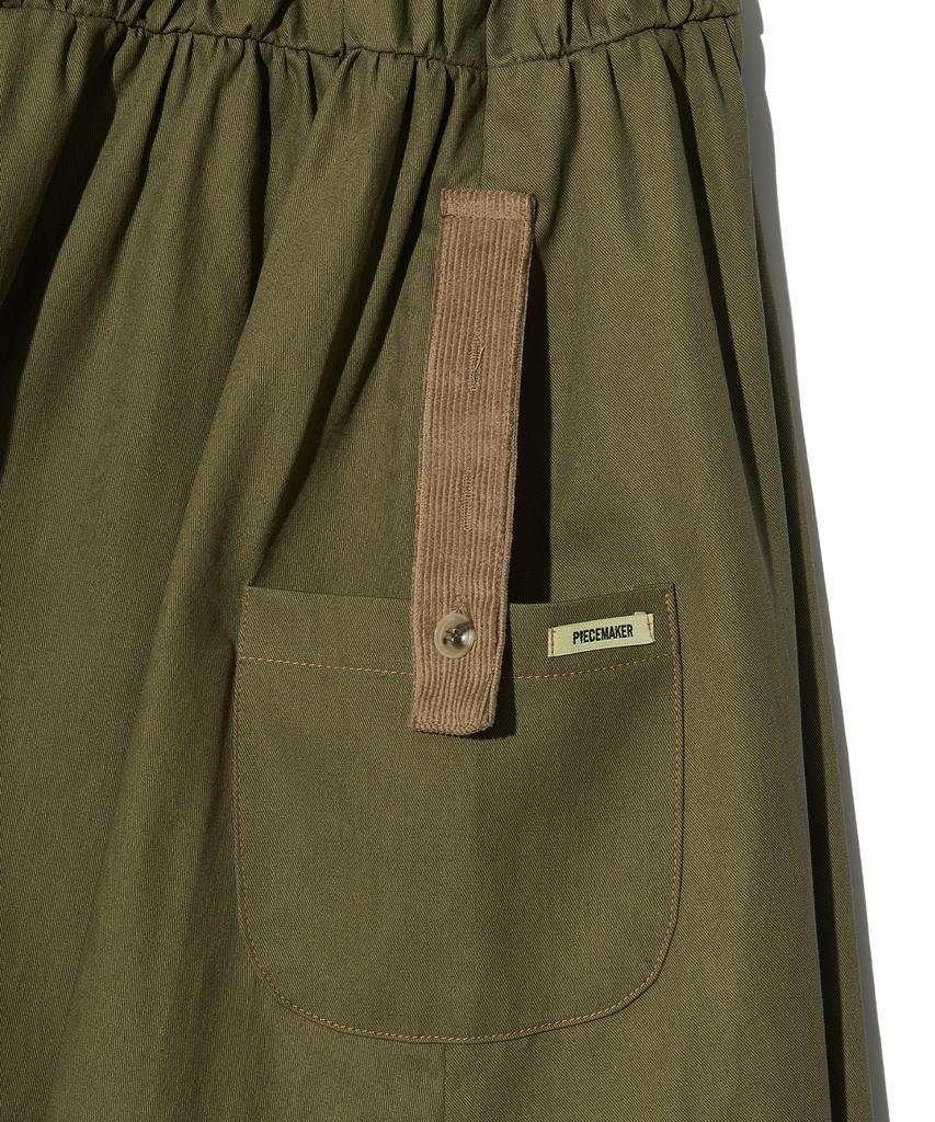 Peace Maker Corduroy Point Cotton Work Midi Skirt (Khaki)