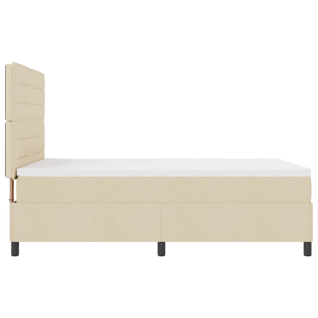 Box Spring Bed with Mattress Cream 160 X 200 Cm Fabric