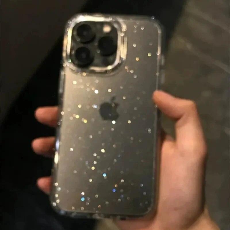 Lyxigt Bling Glitter Klart Telefonfodral För iPhone 15 14 13 12 11 Pro Max X XR XS 7 8 Plus SE 2 Stötsäkert Transparent Soft Cover