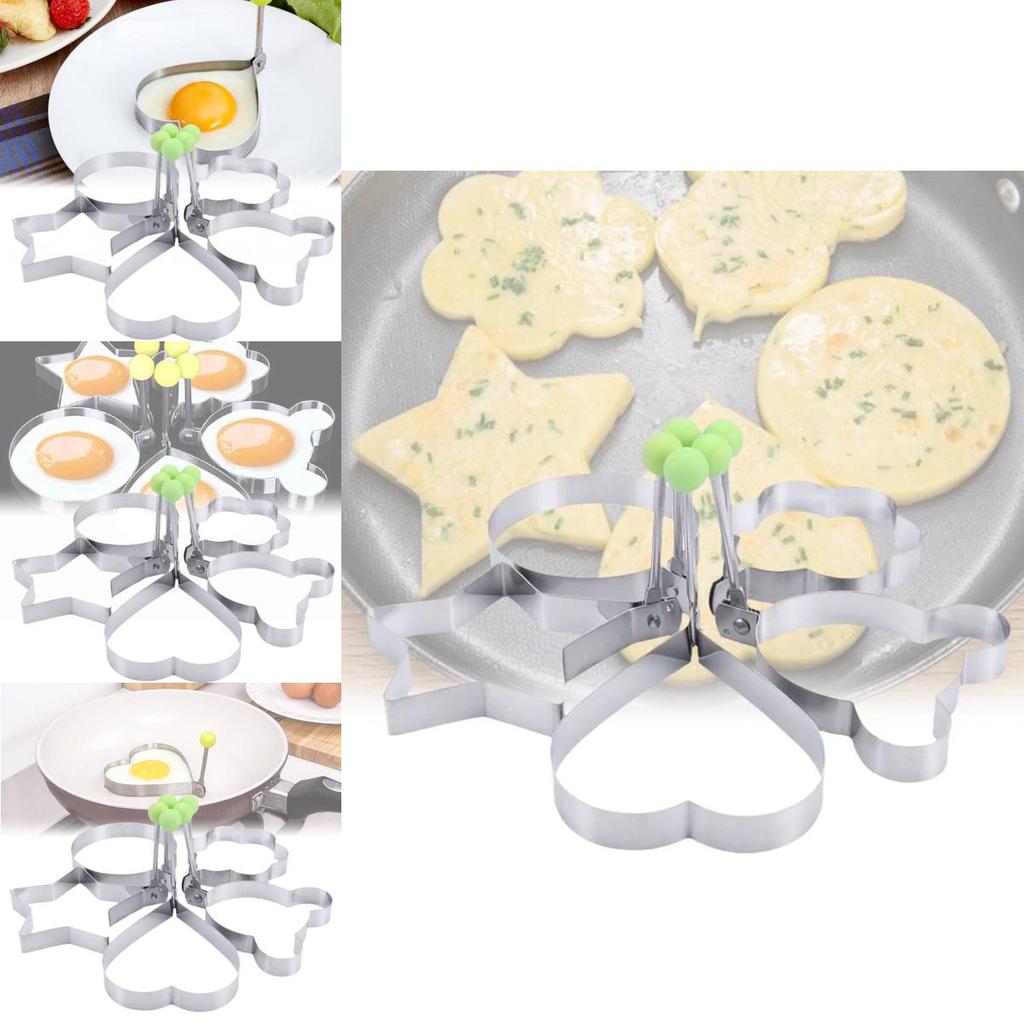 Enhanced Stainless Steel Egg Mold Set Heart Star Shapes For Effortless Egg And Cake Making
