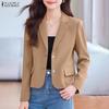 Kadın Günlük Açık Yaka Bol Uzun Kollu İnce Hırka Blazer