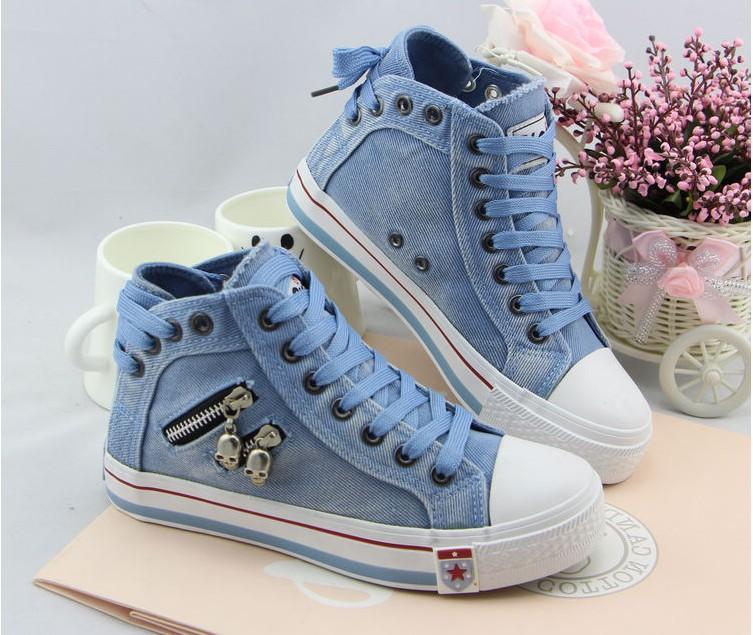 Women's Fashion Casual Canvas Sneakers, Low Price High Quality Student Denim Canvas Shoes
