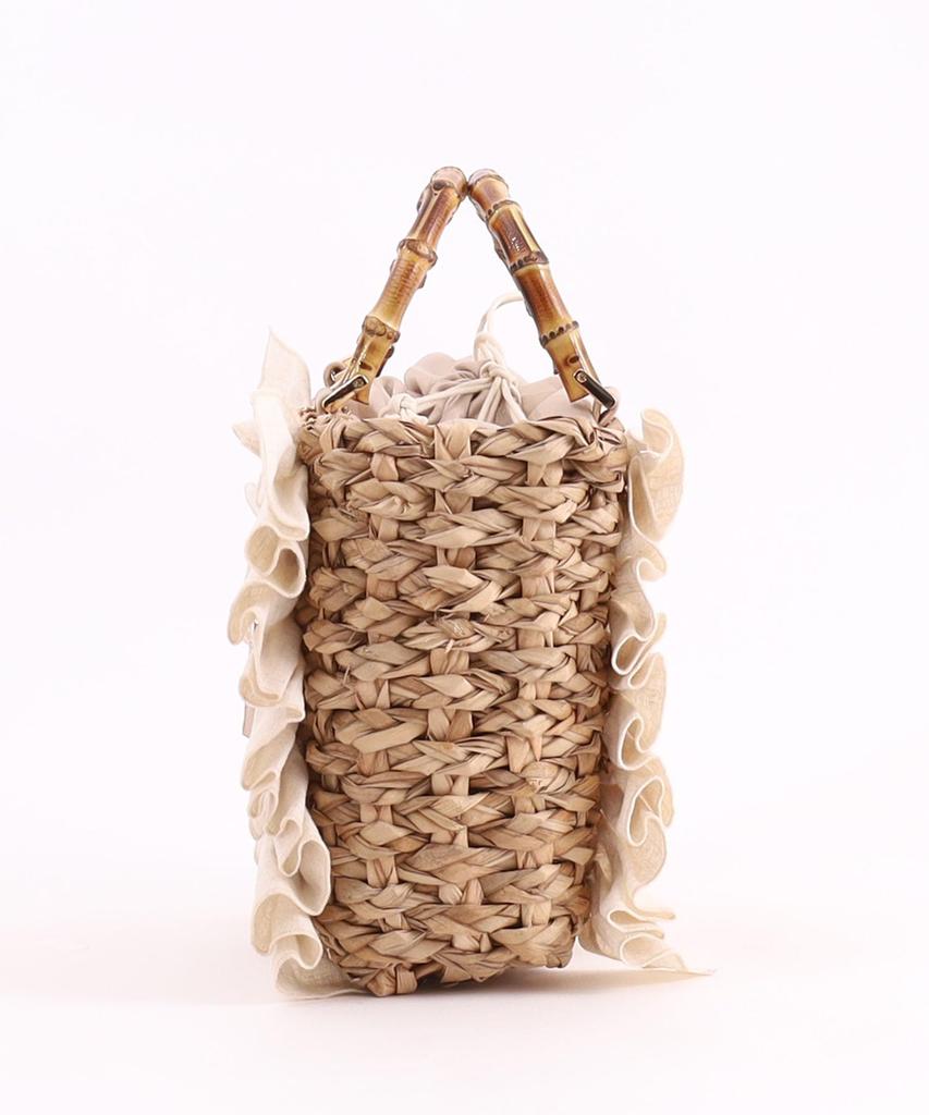 Samir Nasri Frill Bamboo Handle Basket Bag 2412212001 Beige (050)
