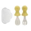 Edison Baby Octopus Self-Direction Silicone Spoon + Fork + Case Set, Yellow, Korean Popular Tableware