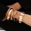 5Pcs/Set Gold Color Punk Geometry Multilayer Bangles Metal Women's Hand Bracelet Jewelry Gifts