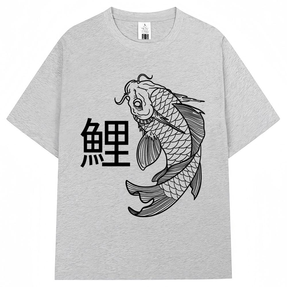 Japanese Style Koi Sign Graphic Tshirts Men Women Fashion Classic Y2k Short Sleeve Oversized Cotton Casual T Shirts Streetwear