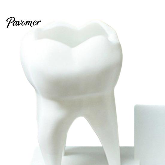 Dentist Office Supplies 3D Printed Tooth Pen Holder with Business Card Holder, 2 In 1 Desk Organizer Teeth Shape Organizer, Desktop Decor, Creative