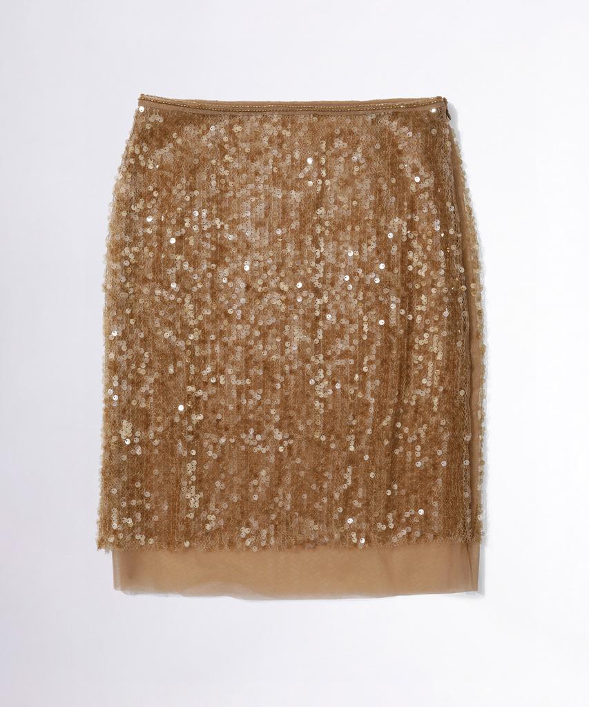 Sculpter Sequin Midi Skirt Brown