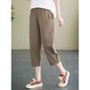 Summer Cotton Linen Capri Pants Women's New Arrival Plus Size Women's Clothing Loose Slim Looking Thin Harem Pants Chubby Girl High Waist Baggy Pants