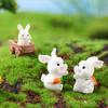 Cartoon Karotte Hase Figuren Realistische Harz Hase Mikro Landschaft Ornamente Handgemachte Mini Mini Karotte Dekoration