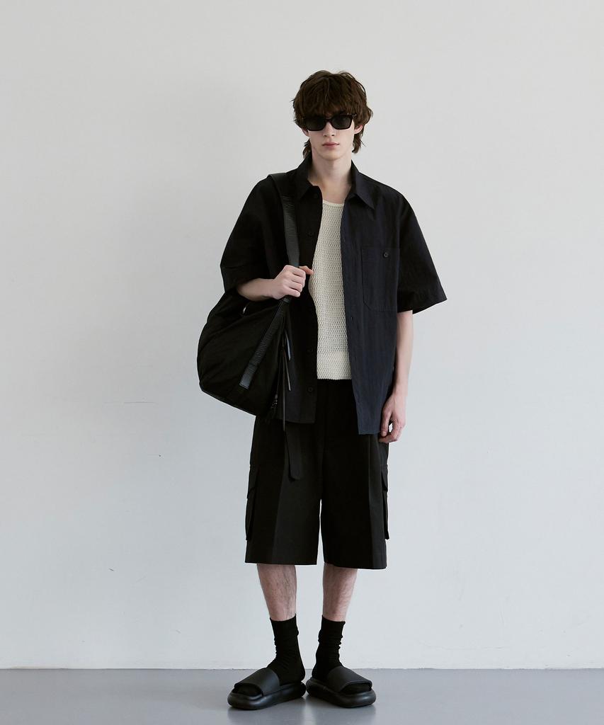 Beleudeunua Bermuda Belt Cargo Pants (Black)