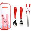 Daily Like Children's Tableware Set, Red, Spoon + Fork + Chopsticks + Case, 1 Piece