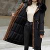 Women'S Mid Length Cotton Jacket Hoodie Fit Women Jackets Winter Mid-Length Office Cotton Coats Warm Fleece Parkas