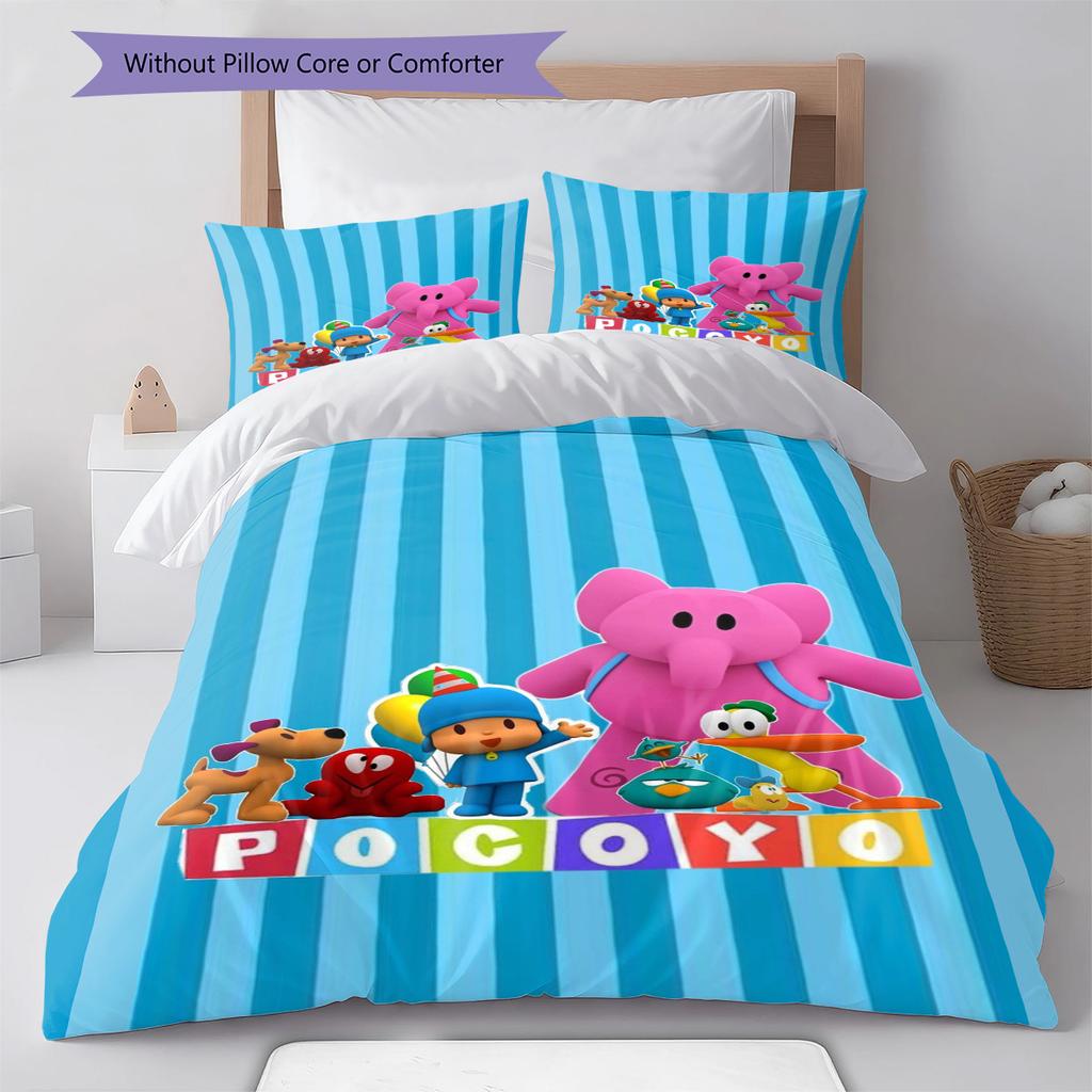 Set Biancheria da Letto con Fantasia Pocoyo Copripiumino Federa Decorazione Casa Regalo (1 * copripiumino + 2 * federa, senza nucleo)