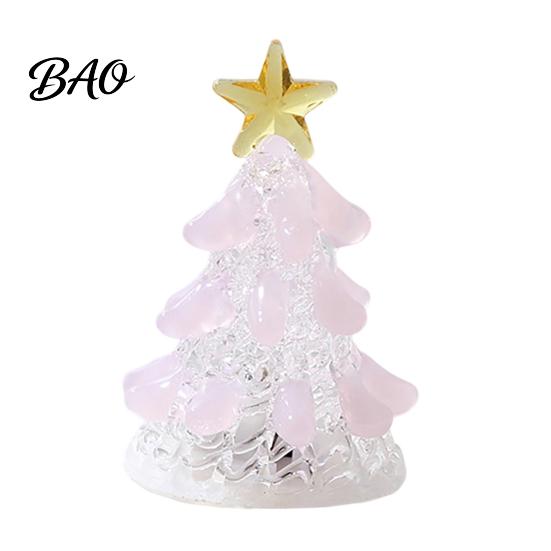 Clear Glass Tree with Gold Star Handmade Christmas Lighted Figurine, Mini Luminous Xmas Gift for Friends Night Light, Art Tabletop Holiday Decoration
