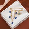 Eyes Waist High-End Blue Sweater Cold Wind Pin, Creative Diamond-Encrusted Devil'S Eye Fringed Brooch