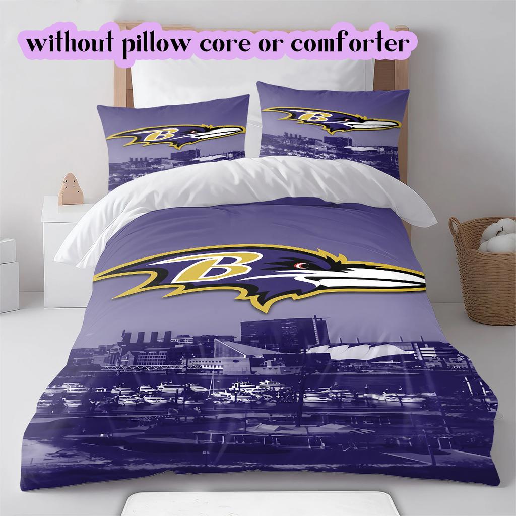 Ice Hockey Logo Pattern Bedding Quilt Set Quilt Cover Pillowcase Home Decoration Birthday Gift (1*duvet Cover+ 2*pillowcase, Without Core)