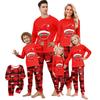 Christmas Print Matching Family Pajamas Set Long Sleeve Neck Top and Pants for Parents and Kids
