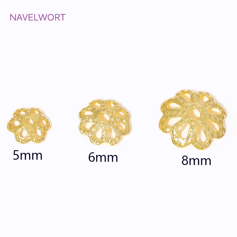 5mm 6mm 8mm Flower Caps 18K Gold Plated Brass Bead Caps,Flower Bead Caps For Jewelry Making,DIY Beading Jewelry Accessories