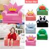Plush Foldable Kids Sofa Cover  2 In 1 Foldable Children Sofa Cute Cartoon Lazy Sofa  Pillowcase Without Liner Filler