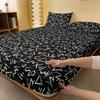 Black 1 Background Matte Bed Sheet With Random Patterns, Bedroom Printed Bed Cover, Bedding Excluding Pillowcases