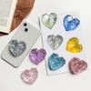 Mobile Phone Finger Holder Universal Telescopic Colorful Sequins 3D Love Heart Folding Phone