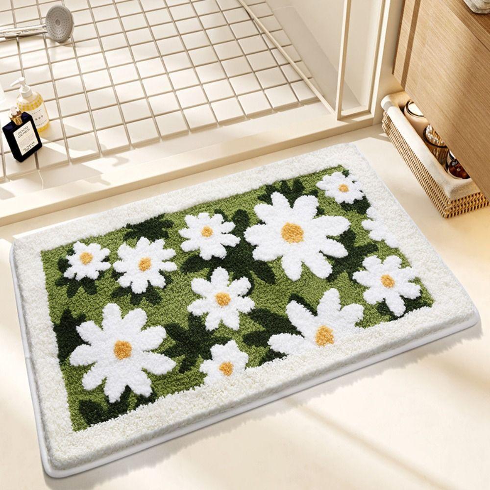 Soft Durable Absorbent Floor Mat Small Fresh Floral Carpet Bathroom Floor Mat  Bathroom Entrance