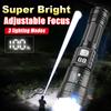 Powerful LED Flashlight With Battery Display USB Rechargeable Lamp Zoomable Flashlights Outdoor Camping Lamp Waterproof Torch Light Fishing