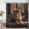 Wild Animals Shower Curtain Tiger Forest Elegant Panther Green Palnts Rose Floral Home Decor For Bathroom Polyester Bath Curtain