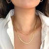 Women Ins Fashion Layered Stainless Steel Choker Color Retaining Simple Flat Snake Chain Double Layer Necklace For Women