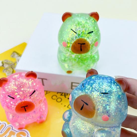 Glitter Cartoon Animal Sensory Fidget Toy for Adults Kids Cute Pig Duck Turtle Squeeze Toy for Stress Relief Easter Basket Stuffer Holiday Birthday