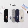 5 Pairs Unisex Men Socks Summer Designer Socks Cartoon Bear Cotton Boat Socks Light Comfortable Sweat-absorbent Invisible Socks