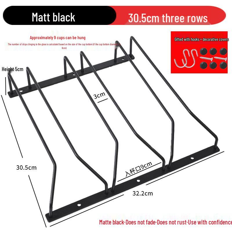 Matte Black Stainless Steel Hanging Wine Glass Rack