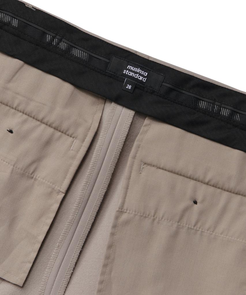 MUSINSA STANDARD WOMAN Women'S Heavyweight Fleece-Lined Slim Straight Hidden Elastic Waist Slacks [Light Beige]